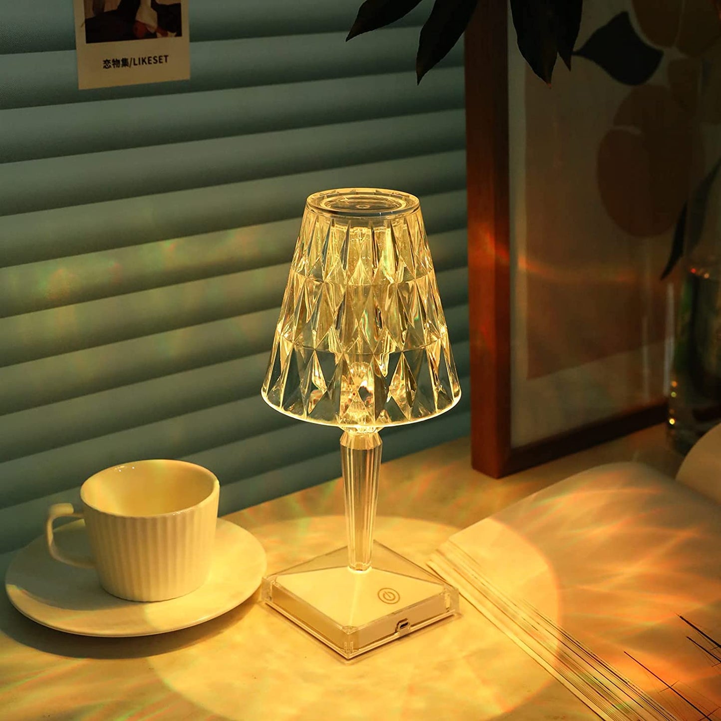 16 Colors Rose Touch Crystal Desk Lamp
